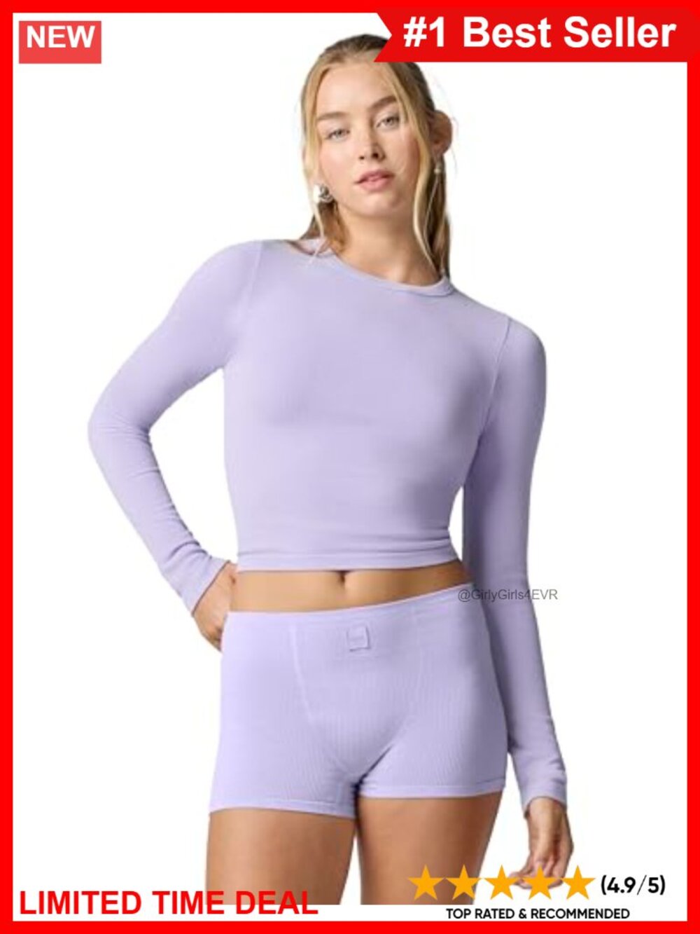 Women's Softie Seamless Long Sleeve Top Crewneck Fitted Lounge Tee